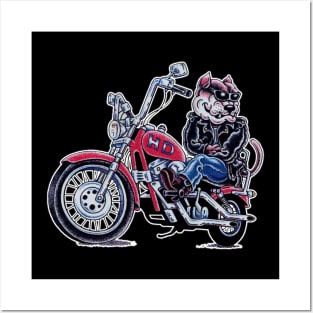 A dog riding a motorcycle Posters and Art